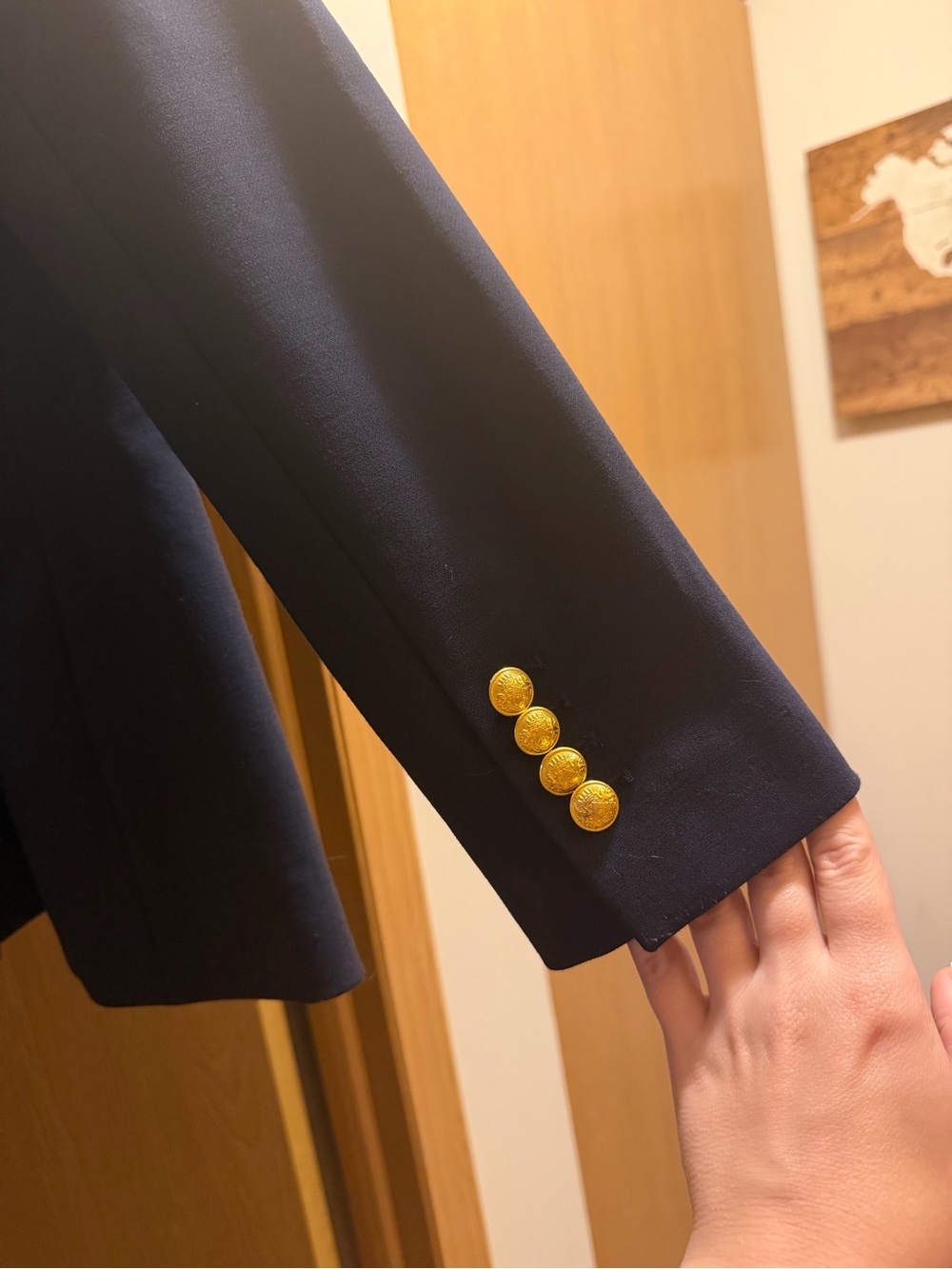 Express Women’s Navy Double-Breasted Blazer with Gold Buttons - Picture 8 of 8